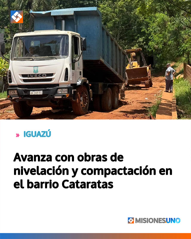 Avanza con obras de nivelación y compactación en el barrio Cataratas