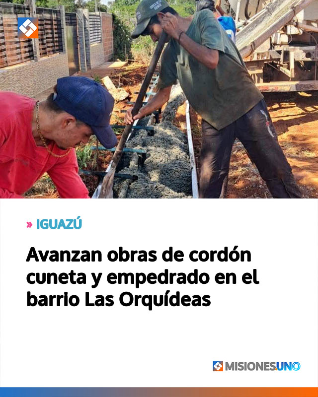 Avanzan obras de cordón cuneta y empedrado en el barrio Las Orquídeas