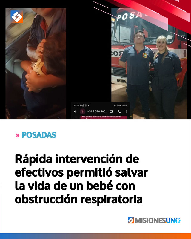 Rápida intervención de efectivos permitió salvar la vida de un bebé con obstrucción respiratoria
