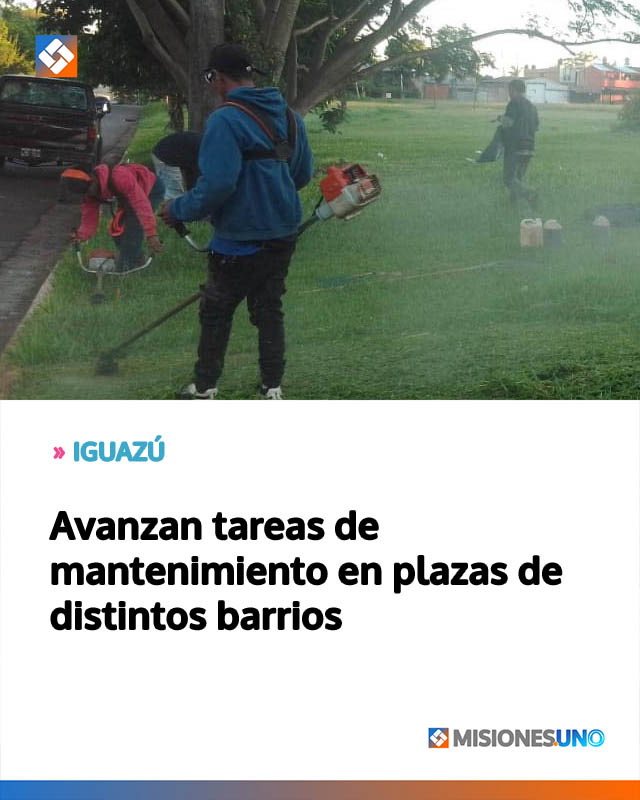 Avanzan tareas de mantenimiento en plazas de distintos barrios
