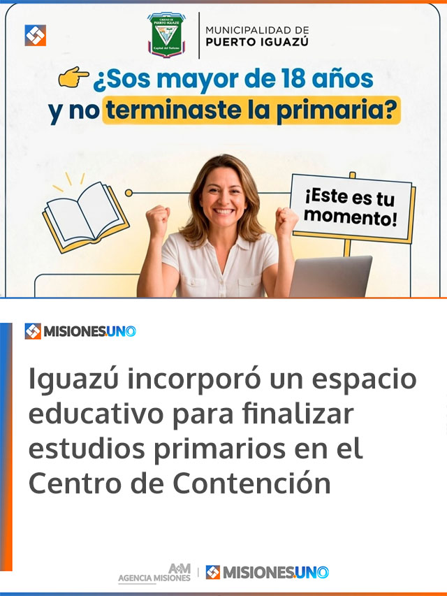 Iguazú incorporó un espacio educativo para finalizar estudios primarios en el Centro de Contención Iguazú incorporó un espacio educativo para finalizar estudios primarios en el Centro de Contención