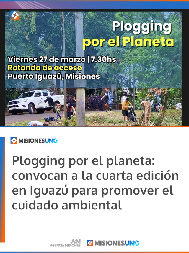 Plogging por el planeta: convocan a la cuarta edición en Iguazú para promover el cuidado ambiental Plogging por el planeta: convocan a la cuarta edición en Iguazú para promover el cuidado ambiental