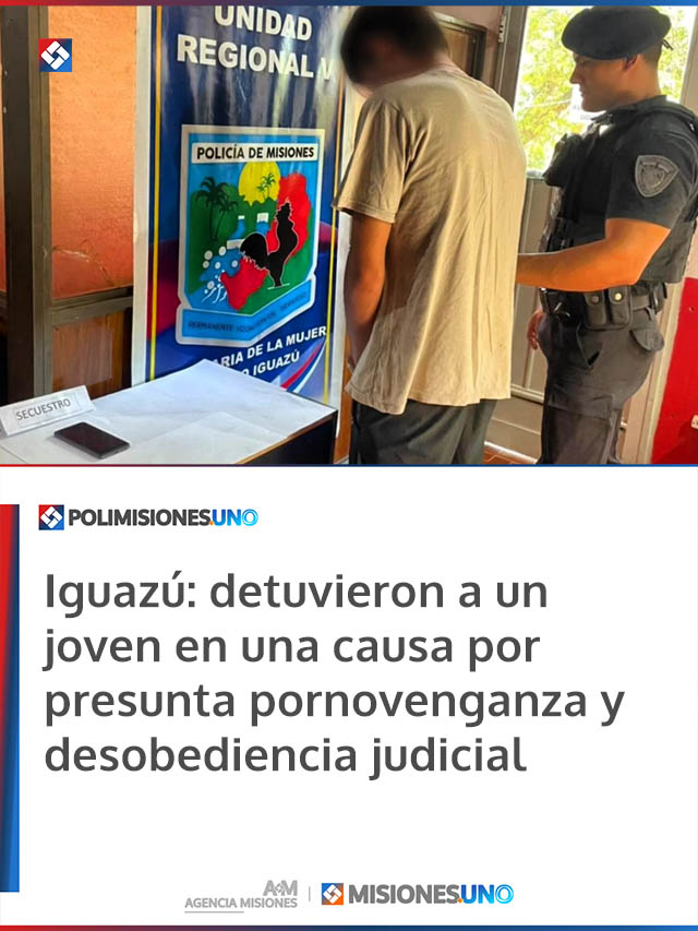 Iguazú: detuvieron a un joven en una causa por presunta pornovenganza y desobediencia judicial