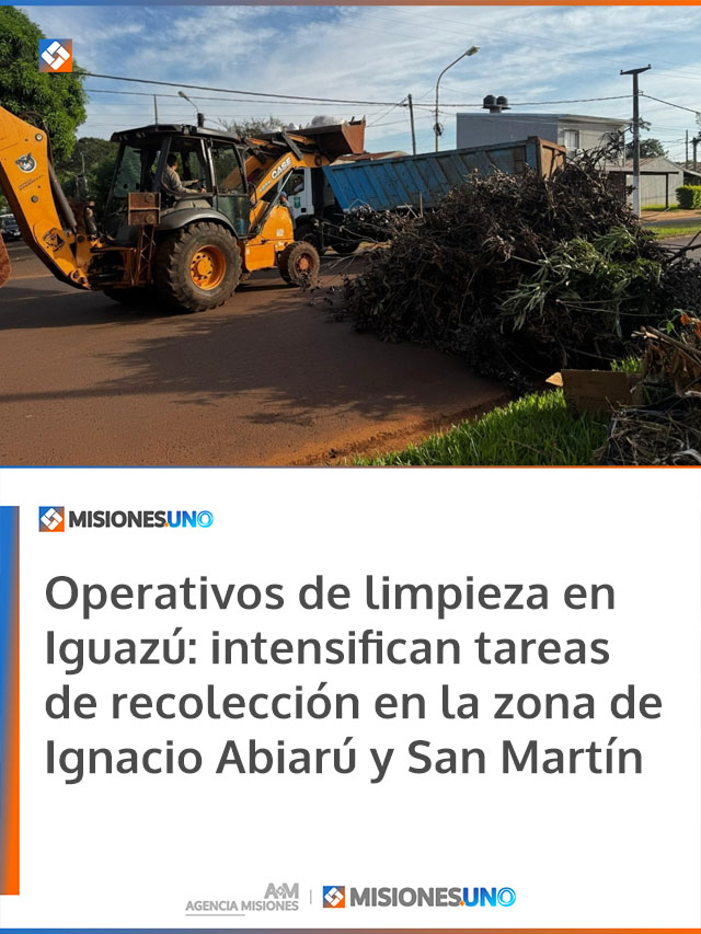 Operativos de limpieza en Iguazú: intensifican tareas de recolección en la zona de Ignacio Abiarú y San Martín