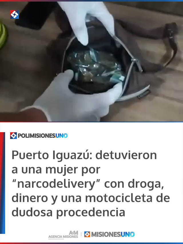 Puerto Iguazú: detuvieron a una mujer por “narcodelivery” con droga, dinero y una motocicleta de dudosa procedencia