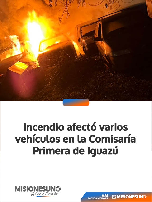 Incendio afectó varios vehículos en la Comisaría Primera de Iguazú